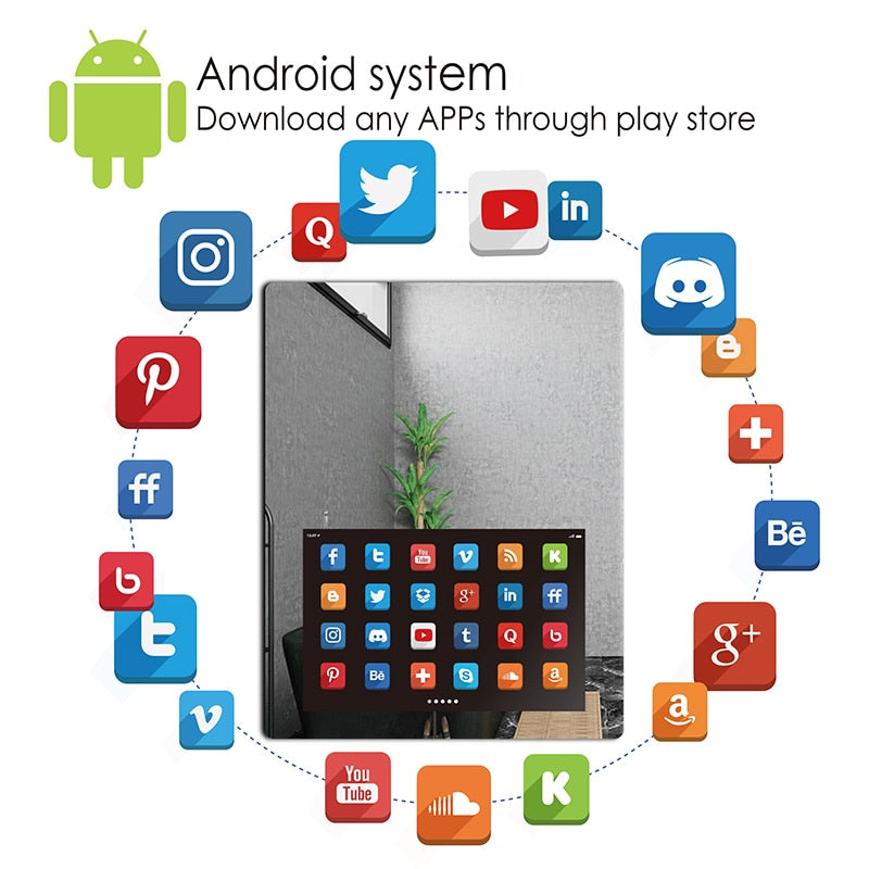 Touchscreen-Android-11-System-TV-LED-Badezimmer-Smart-Magic-Spiegel