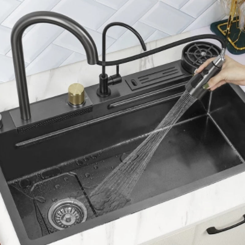 Gro&szlig;es Einzelwaschbecken mit Sp&uuml;lbecken