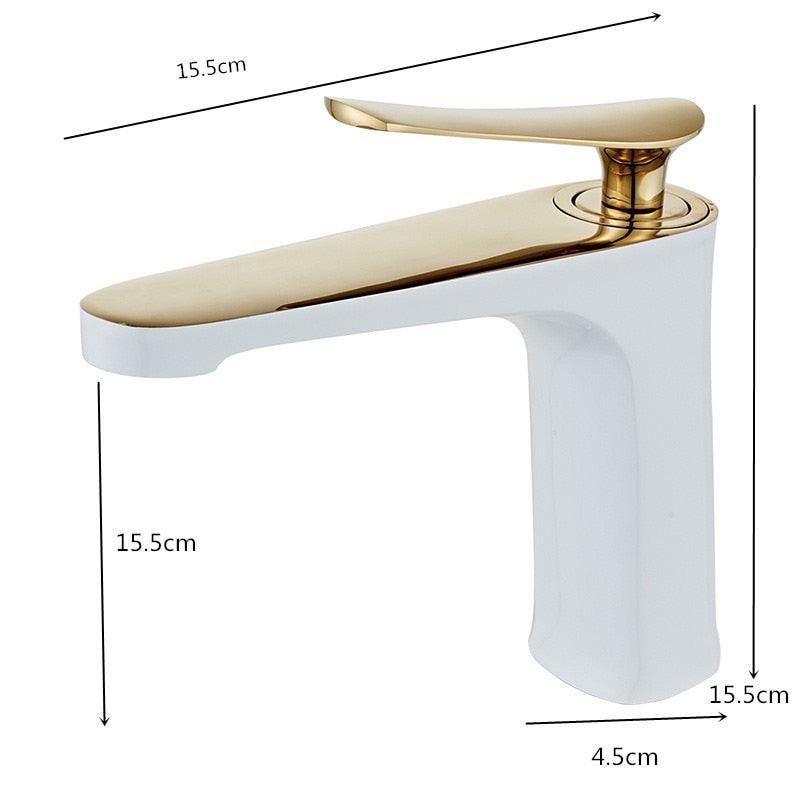Deckmontierter Wasserhahn in Wei&szlig; und Gold